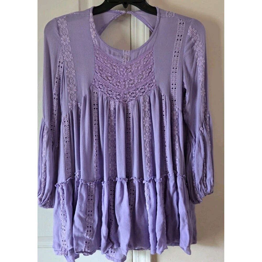 Xs Free People Lavender Top 70s Breezy Bohemian